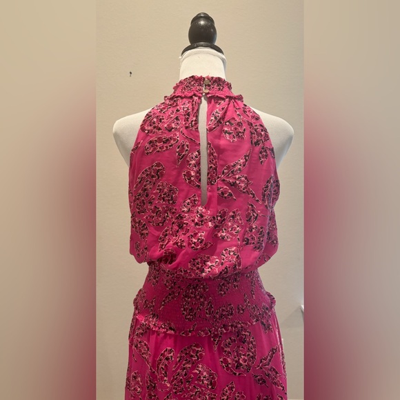 White House Black Market Floral Burnout Smocked Neck Midi Dress - Picture 8 of 12